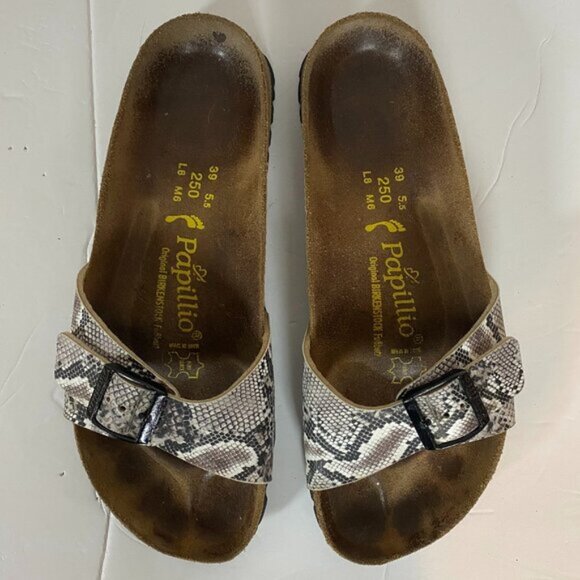 Papillio by Birkenstock Madrid Snake Print Women’s Slide Sandals Size 39 - Picture 2 of 9